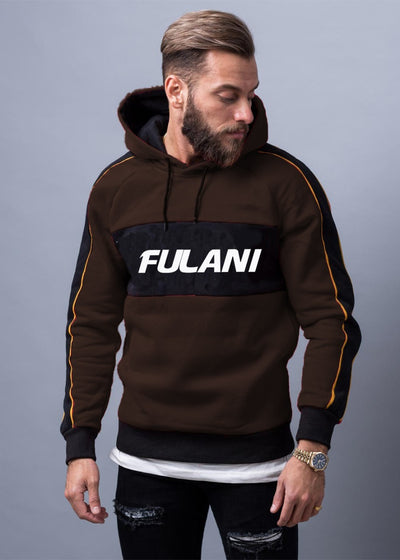 BROWN HOODIE MIXED WITH BLACK - BROWN HOODIE MIXED WITH BLACK  - Womens & Mens Tracksuits - Fulani